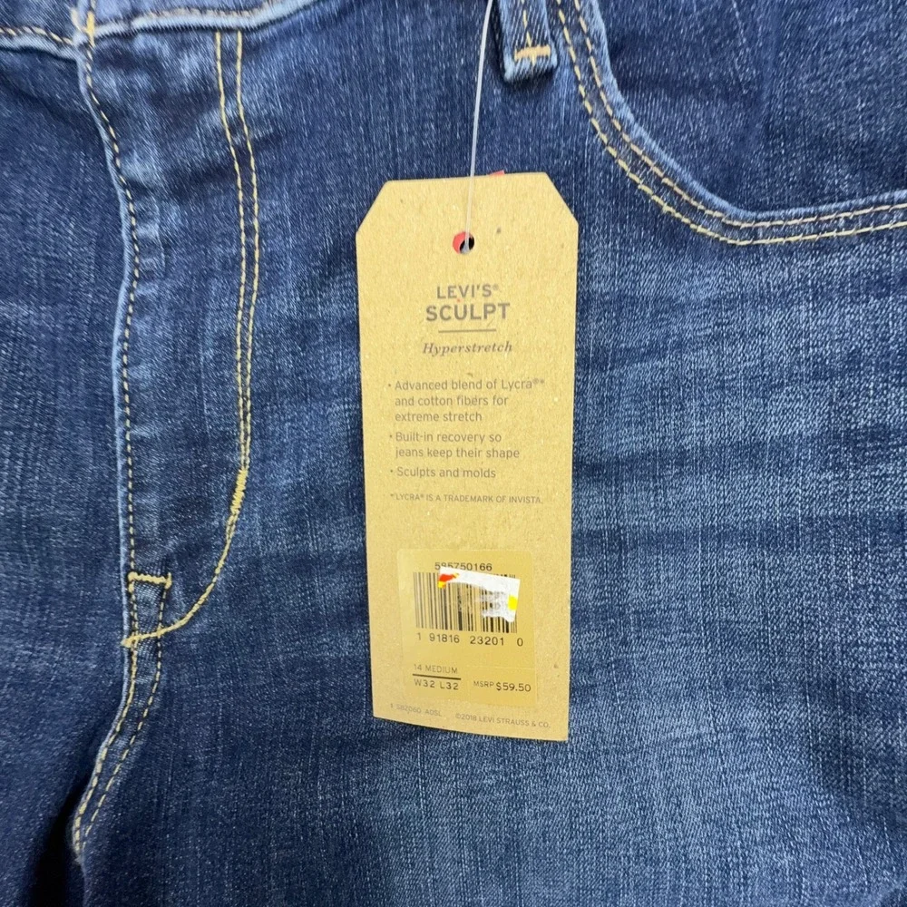 Levis Classic Mid-Rise Skinny Jeans Women 14 Medium W32 L32 Blue Denim 585750166 - Picture 6 of 9